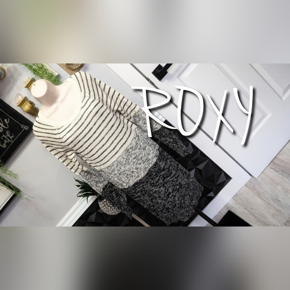 Roxy Striped Long Knit Sweater XL